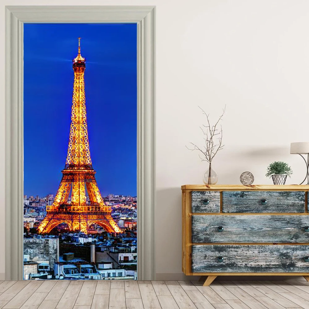 Paris Tower Light Wall Murals Stickers Door Sticker Wallpaper Decals Home Decoration Aug02749 | Дом и сад
