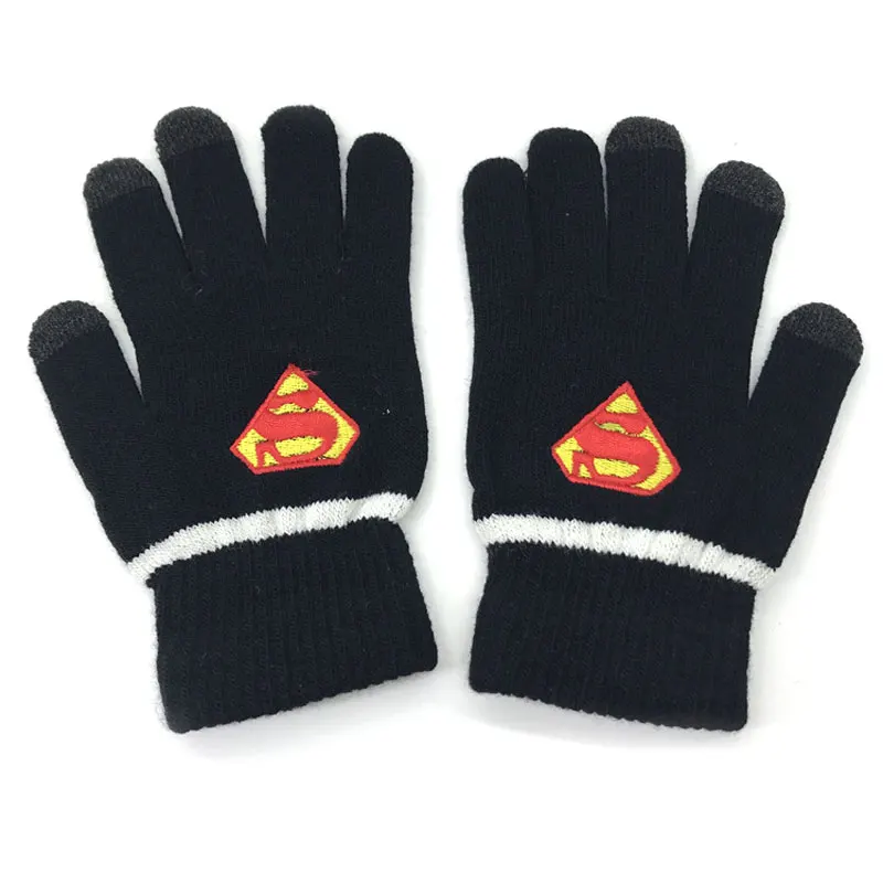 Unisex Gloves Full Finger Screen Touch Superman Striped Knitted Glove Elastic Winter Wrist Mittens Outdoor Lovers Gift Warmer