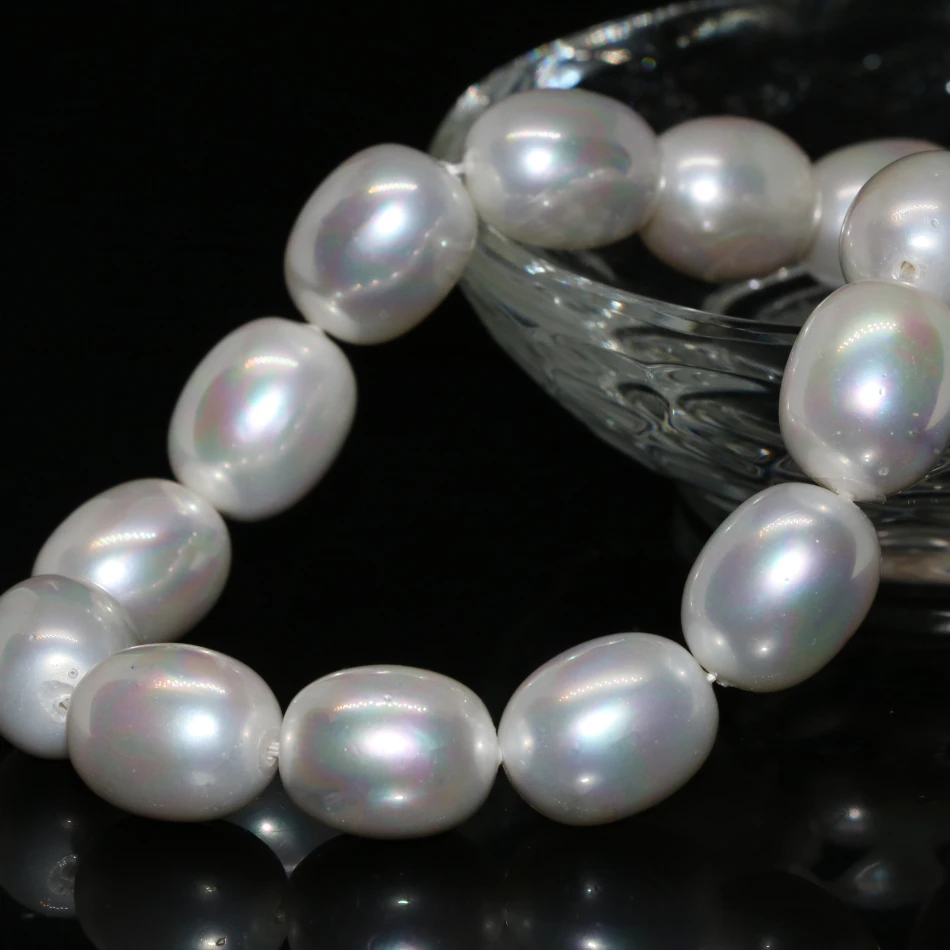 Новая мода Натуральный Белый Shell pearl Райс баррель 12*15 мм свободные шарики Оптовая