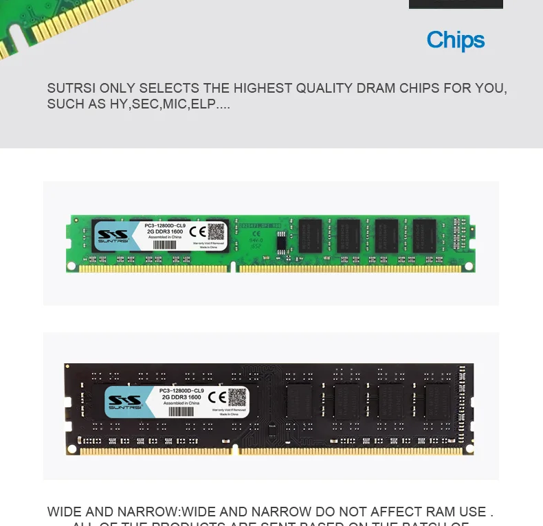 Suntrsi DDR3 2 ГБ Оперативная Память память 1066 1333 1600 мГц 240pin 1,5 В Системы высокой совместимых настольных памяти для настольный компьютер