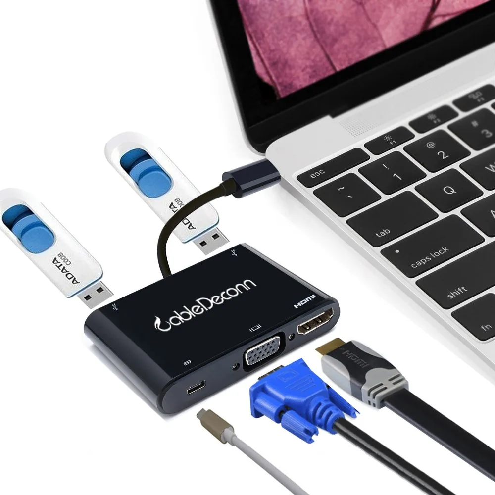 2017 USB C 3 1 type-c к HDMI VGA DisplayPort DP USB3.0X2 USB-C зарядное устройство одновременно