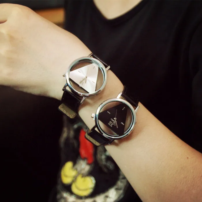 Holly contracted tide brand retro harajuku triangle wrist watches Double-sided hollow-out fashion lovers with tables | Наручные часы
