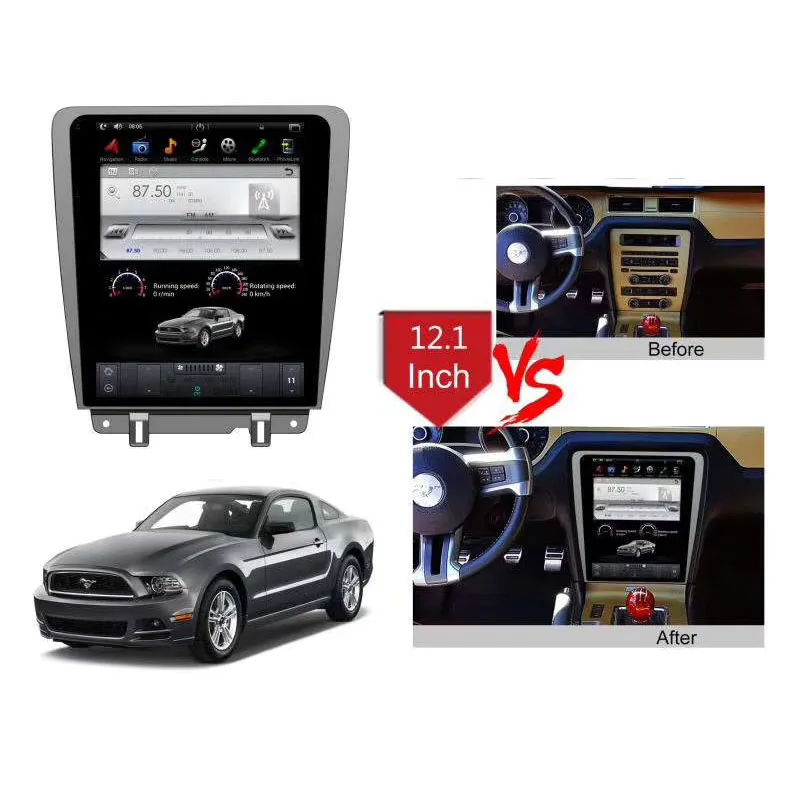 12 1 &quotTesla Android Fit Ford Mustang 2010 2011 2012 2013 2014 автомобильный DVD плеер навигации gps радио |