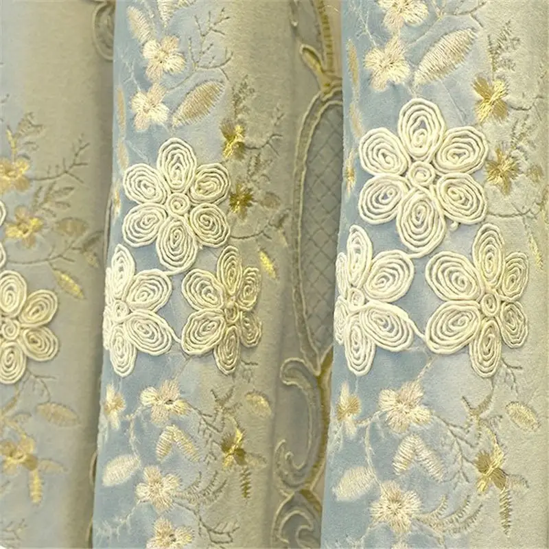 Luxury Cloth Curtain Королевский аристократический европейский Топ, синяя вышивка, затемненные шторы для гостиной, окна, высококачественные занавески для спальни - Цвет: Luxury Cloth Curtain