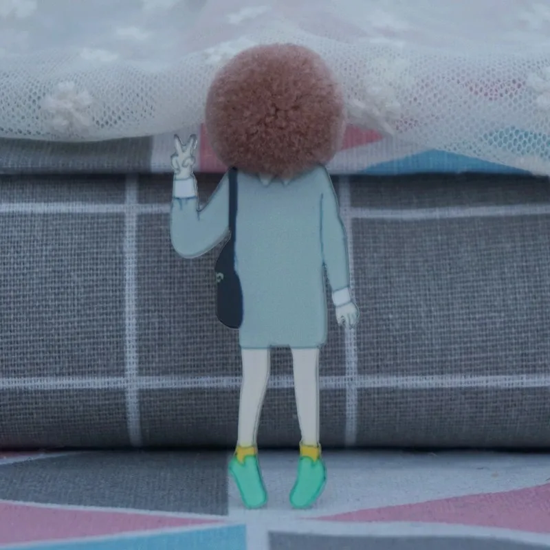 Женская модная брошь Милые нашивки на рюкзаке kawaii Акриловые броши булавка с шерстяным шариком шерстяная шляпа Женская булавка значок Broĉo