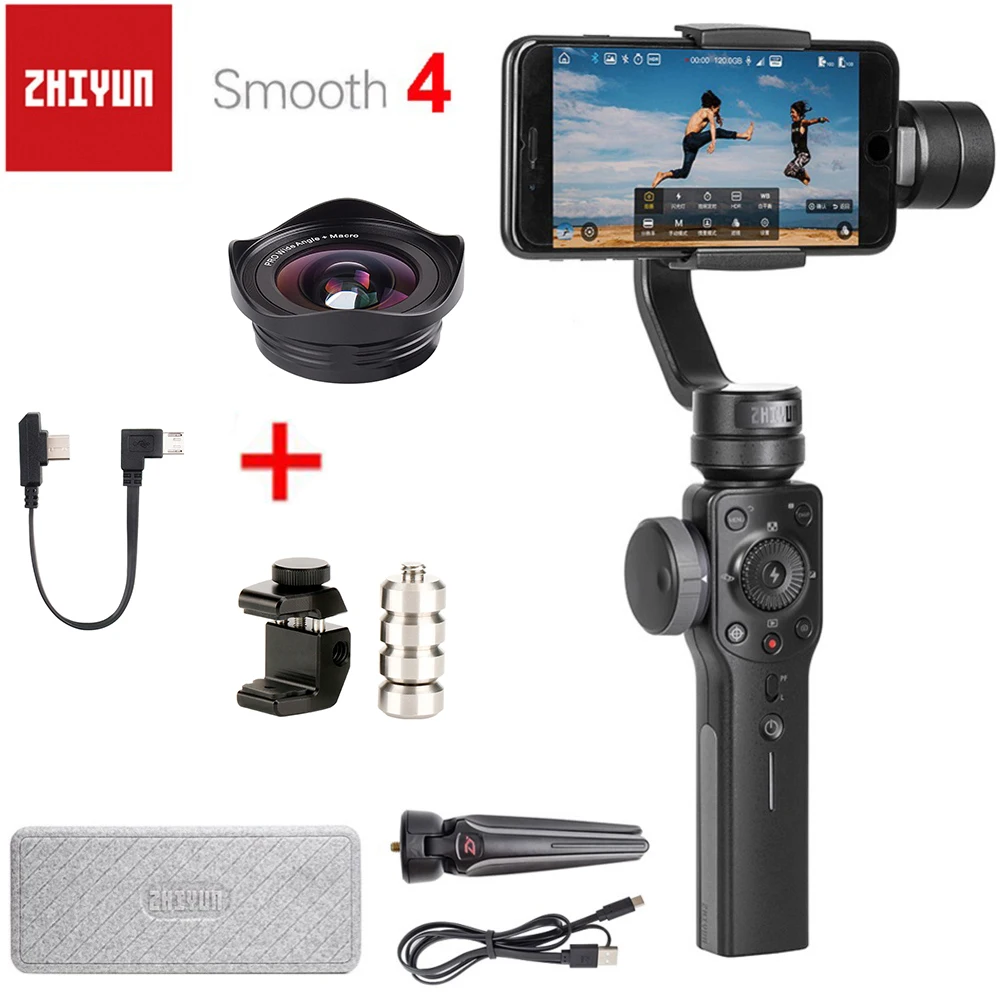 Мы можем отправить их от ЕС, Австралия, США,) Zhiyun Smooth 4 3-осевой ручной шарнирный стабилизатор для камеры для iPhone X, 8, 7 плюс samsung S8+ S8 S7 S6 S5, ручка