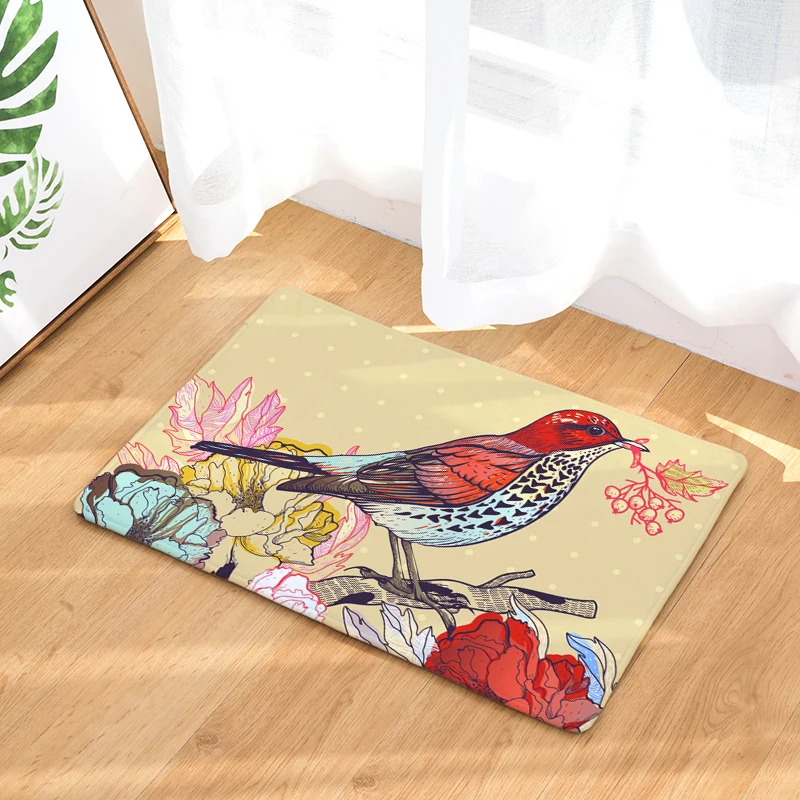 Скандинавский дверной коврик с принтом в стиле INS мультяшный птицами растениями