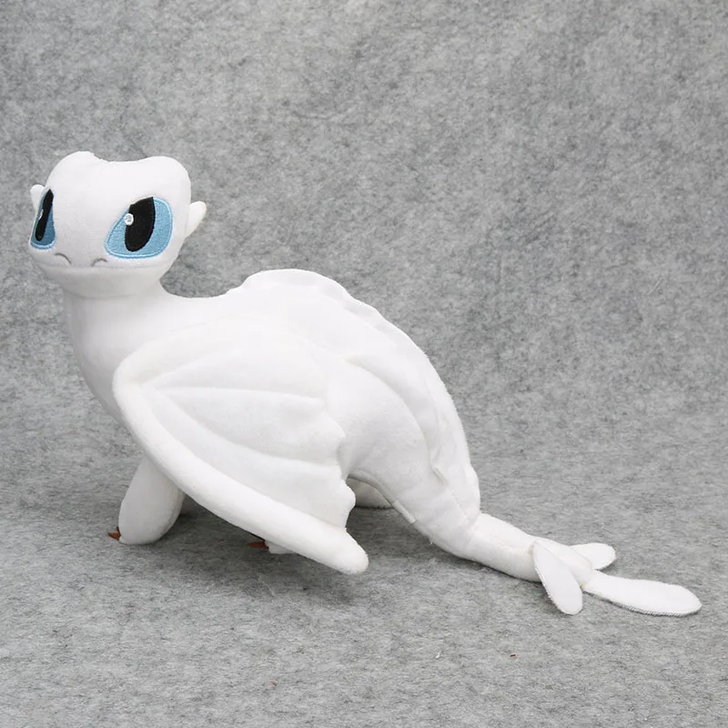 33cm white Эксклюзивный 35 см белый Беззубик Как приручить дракона 3 плюшевая игрушка Ночная фурия белый дракон светильник Fury чучело игрушки куклы - Цвет: 33cm white