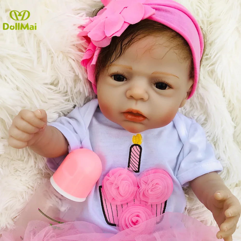 

55CM Reborn toddler Girl full body silicone vinyl dolls lol toys gift bebe reborn corpo de silicone inteiro realista menina