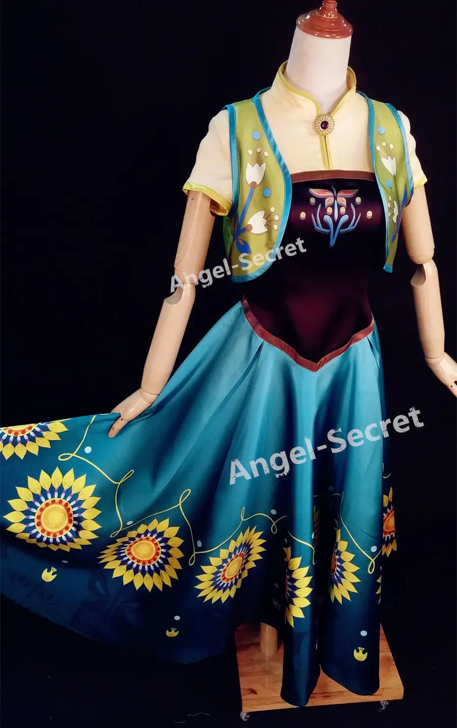 J555 костюм Анны fever Весенний косплей платье с подсолнухами и жилетом|sunflower dress|dress