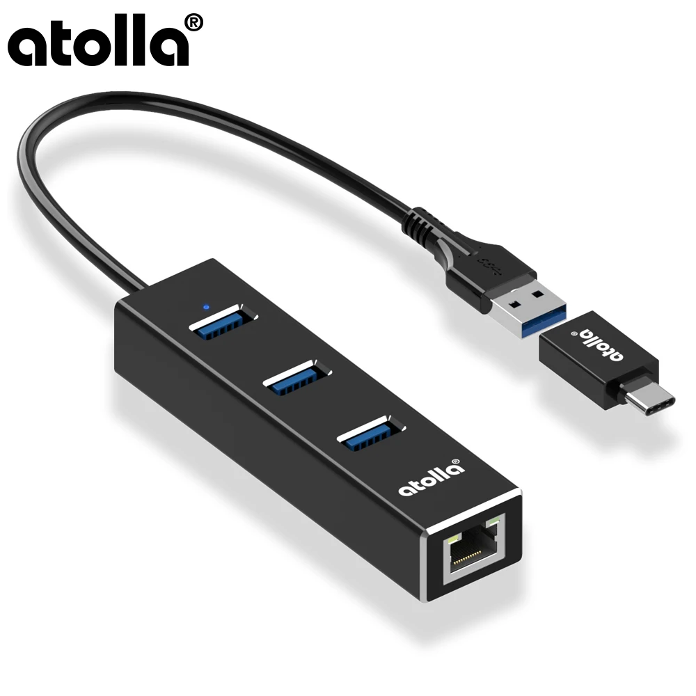 Atolla USB 3 0 концентратор Ethernet с C сетевой адаптер порта сплиттер гигабит для Macbook Mac