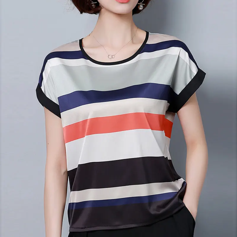 Полосатый Blusas Femme 2018 Дамы О образным вырезом топы Женский с рукавами летучая мышь