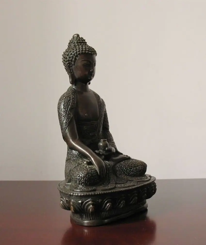 ymying Old Tibet Tibetan Buddhist Bronze Shakyamuni Buddha Statue | Дом и сад