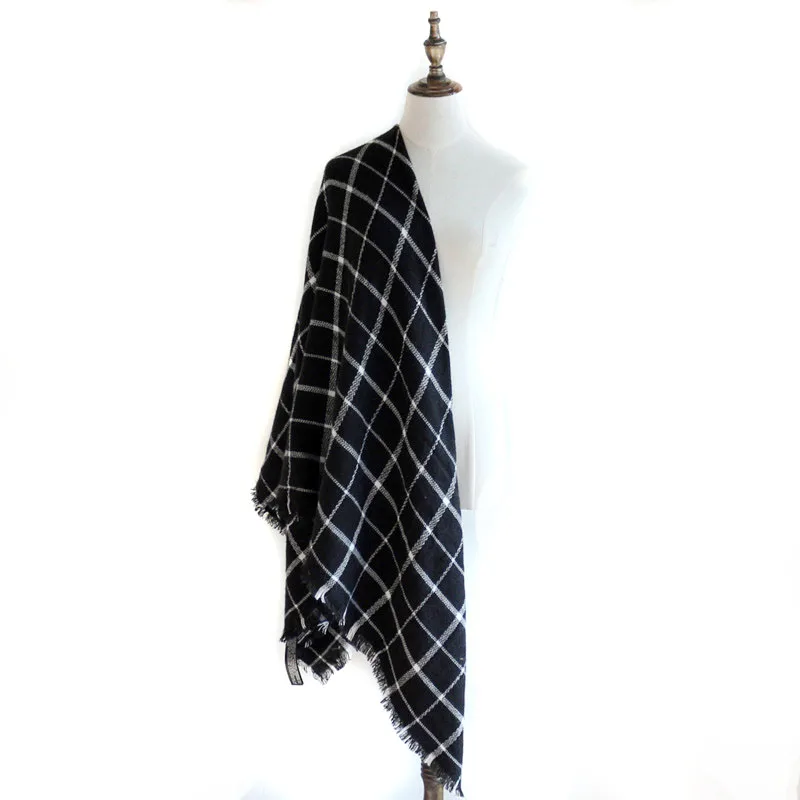 Fashion Imitation Cashmere Scarf Women Plaid Blanket Winter Autumn Designer Acrylic Basic Shawls Women's Scarves FYRFJ004 | Аксессуары