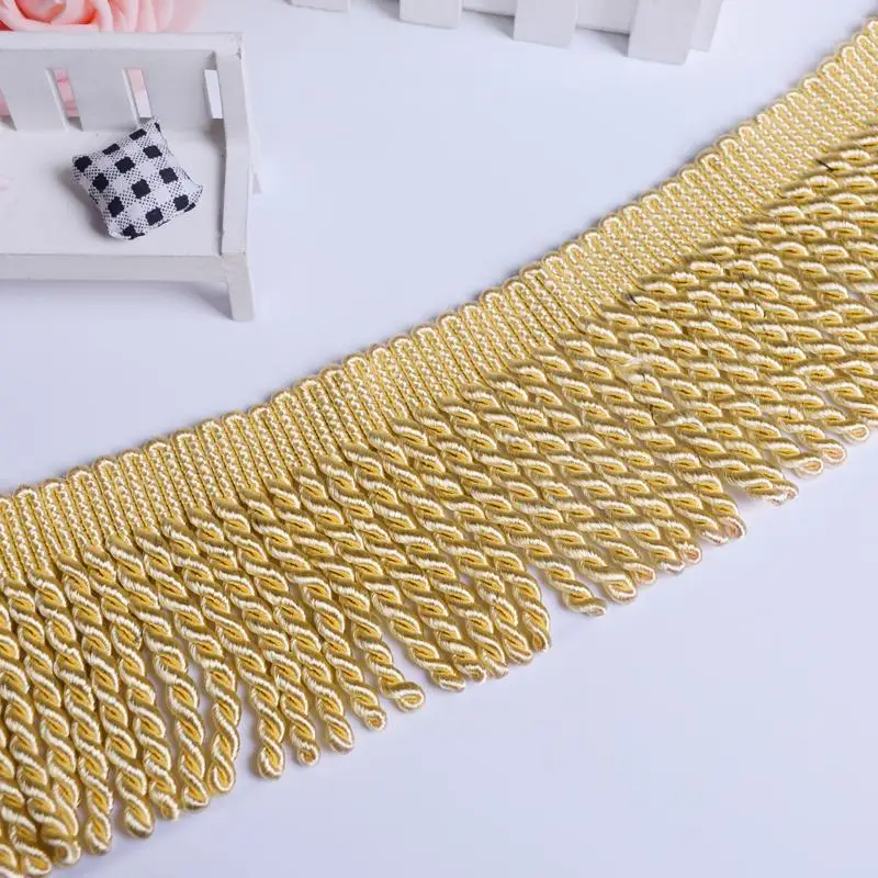 

12 Yards/lot Gold Tassel Trim Decoration For Home Textile Drapery Sewing Garments Tablecloth Sofa Cover Home Cushion Decoration