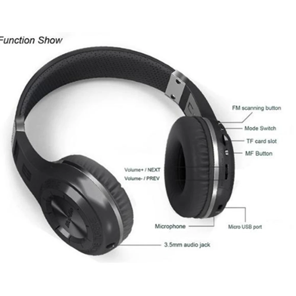 Bluedio H + плюс беспроводной Bluetooth гарнитура Супер бас музыкальные наушники с разъем
