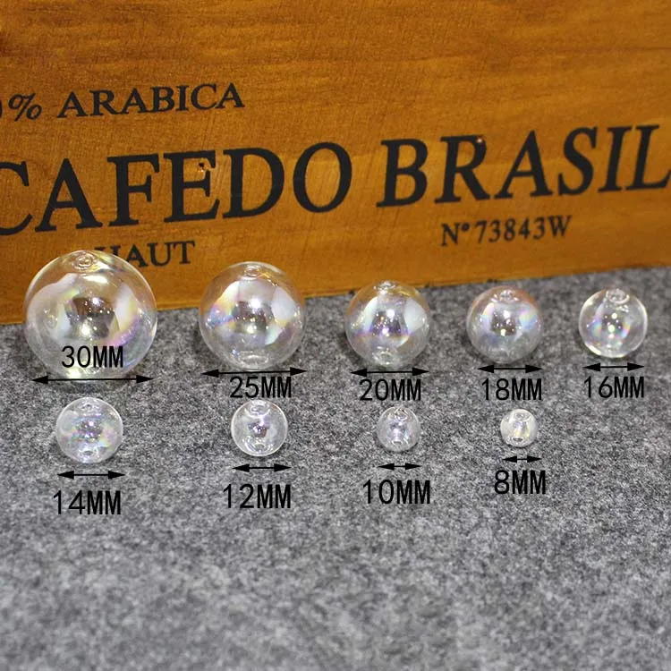 20MM Ball 8 шт. 10/12/14/16/18/20/25/30 мм AB Цвет Рука выдувное Стекло мяч с отверстия на обоих концах ожерелье Diy поиска - Окраска металла: 20MM Ball