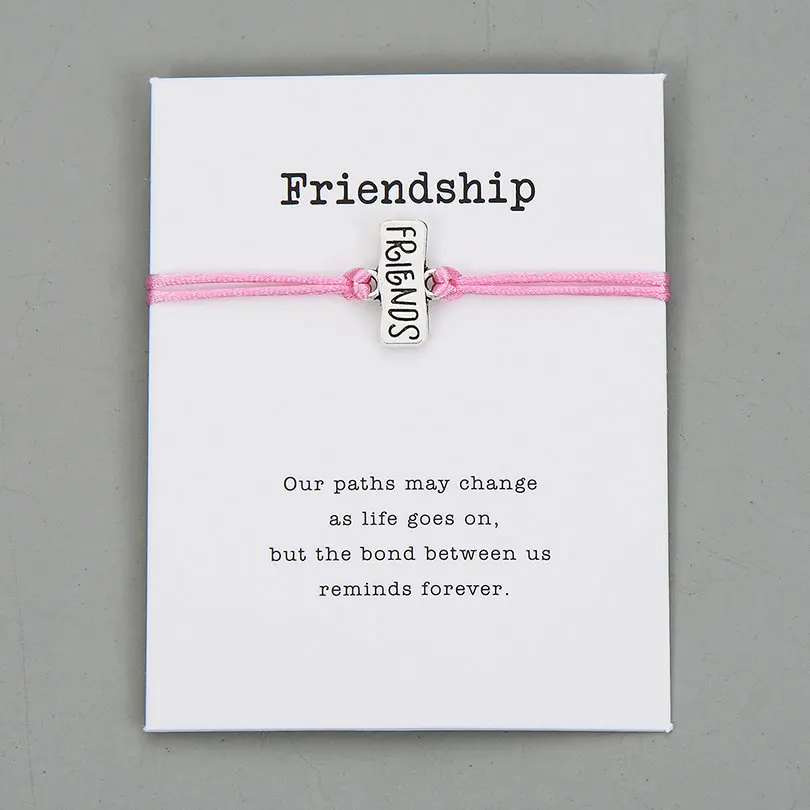 light pink with card Pipitree Best друзья Шарм браслет дружбы Желание карты подарок на день рождения для женщин мужчин Jewelry красная нить на удачу Браслеты Регулируемый - Окраска металла: light pink with card