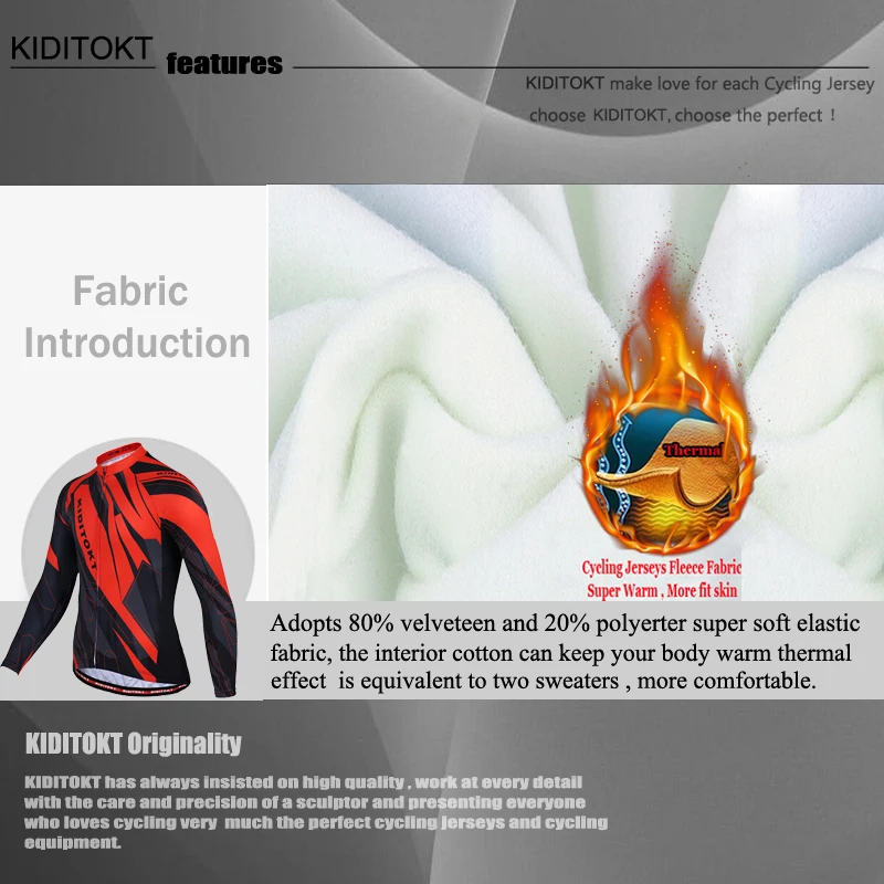 KIDITOKT Pro зимняя MTB велосипедная одежда для велоспорта Теплая Флисовая велосипедная Джерси для велоспорта Одежда для мужчин