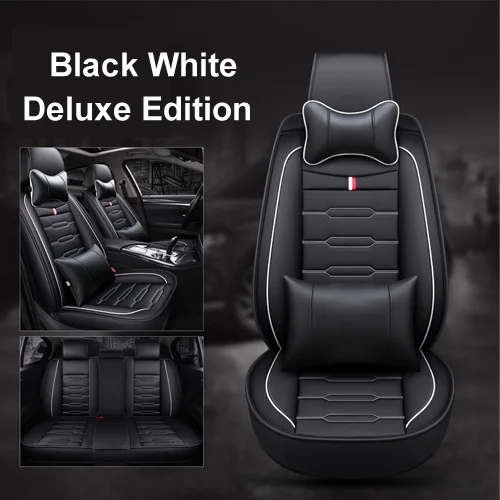 Black White Новые Мультяшные роскошные кожаные автомобильные чехлы для Volkswagen vw passat polo golf tiguan jetta touareg, автомобильные аксессуары для стайлинга - Название цвета: Black White