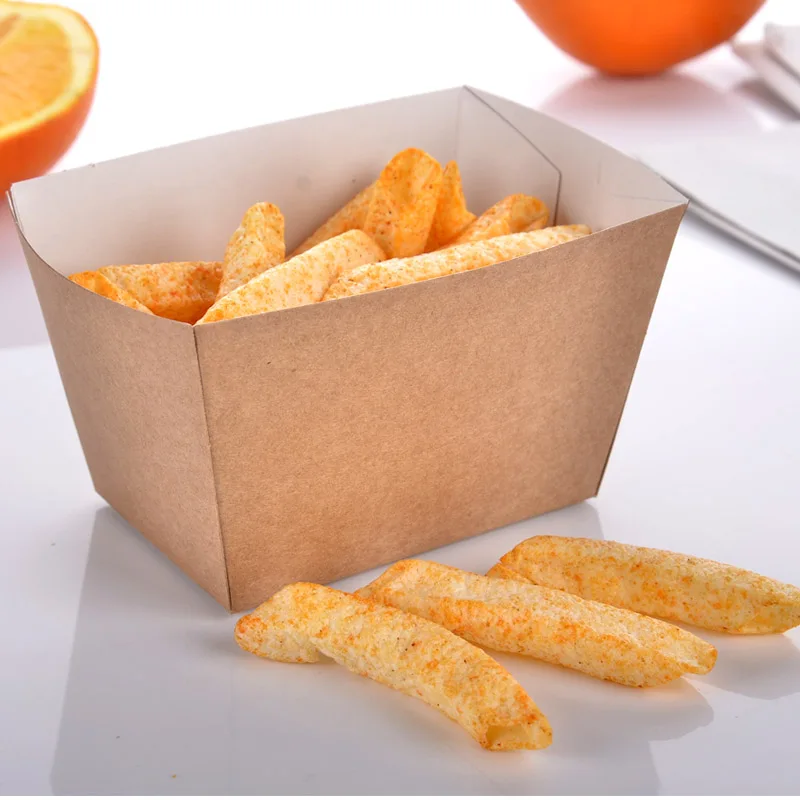 Модный квадратный kraft Бумага фри поле одноразовые жареные закуски попкорн партии десерт поле держатель продвижение 100 шт./лот sk728