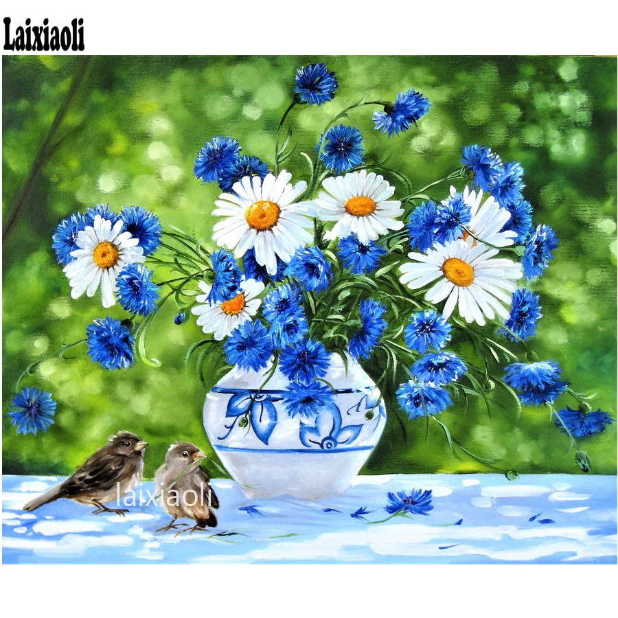 Diy алмазная живопись &quotВасилек Маргаритка&quot фотографии вышивка крестиком 5d