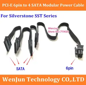 High quality 6Pin PCI-E male to 4 SATA 15pin Modular Power Supply Adapter Cable for Silverstone SST-ST Series High quality 6Pin PCI-E male to 4 SATA 15pin Modular Power Supply Adapter Cable for Silverstone SST-ST Series