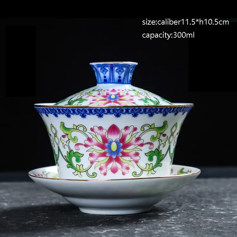 Цзиндэчжэнь Керамическая Сине-белая фарфоровая винтажная Gaiwan с комплектом