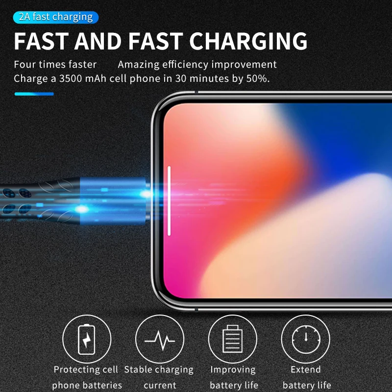 NOHON USB кабель для iPhone Xs Max Xr X iPad iPod 8 7 6 6s Plus 8pin Быстрая зарядка нейлоновый шнур Синхронизация данных кабели для зарядного устройства USB