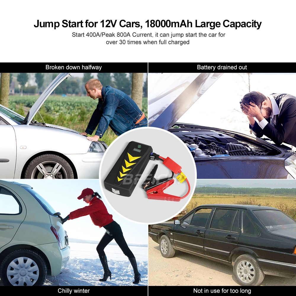 Портативный автомобильный внешний аккумулятор 12 В Мощность 18000 мАч запуск а/пик А