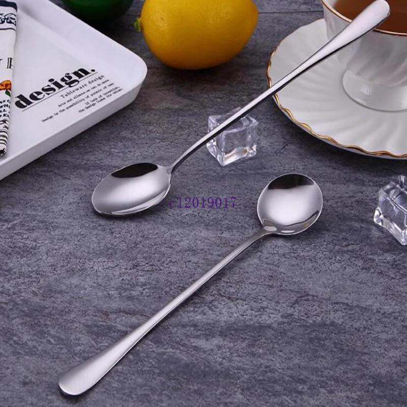Новая ложка из нержавеющей стали с длинной ручкой Кофе Латте мороженое Сода