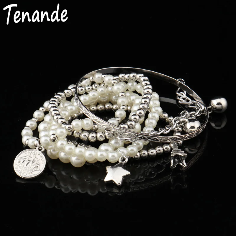 Tenande 5 шт./компл. Новый Бохо Кристалл бисера звезда монета Эйфелева башня браслеты