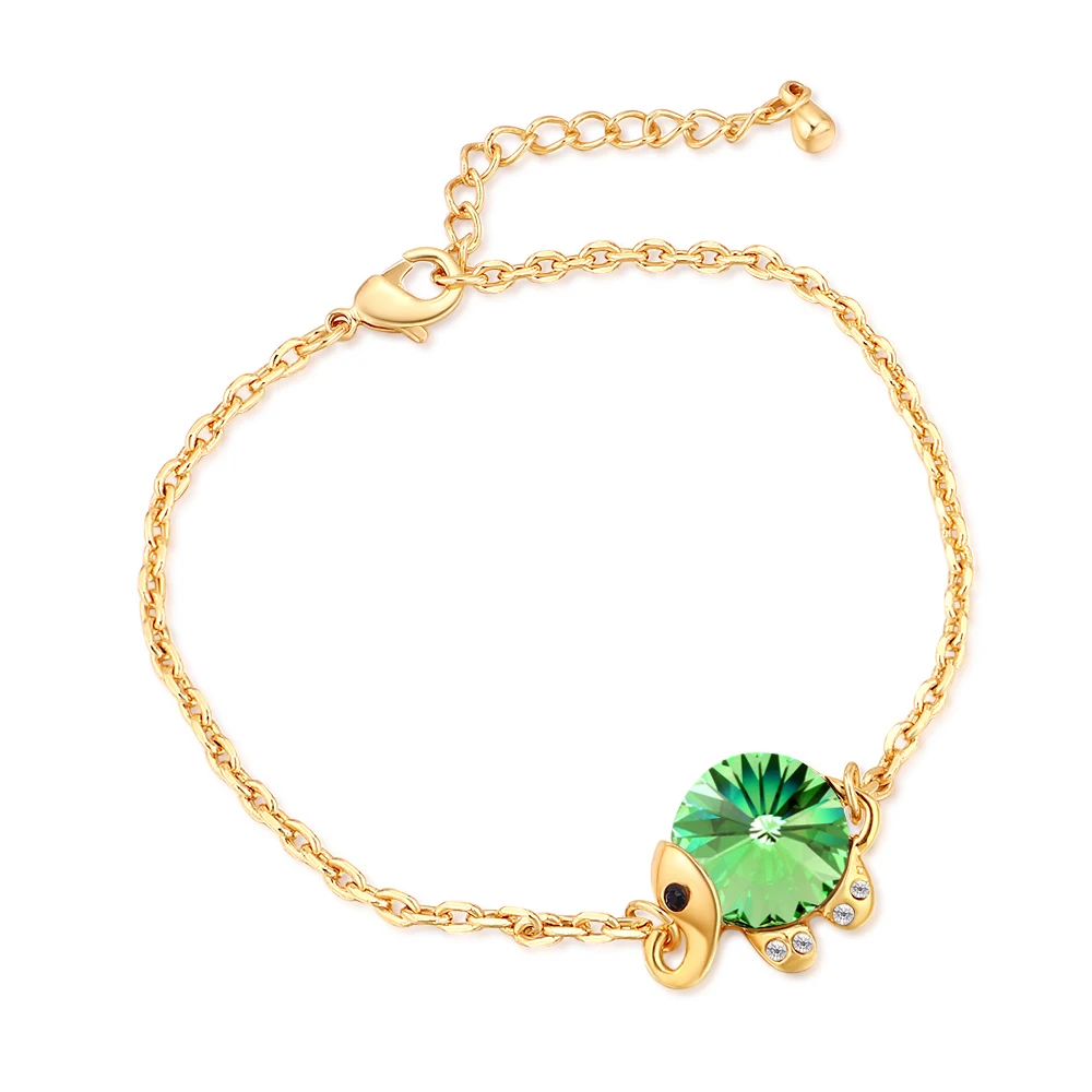 

Crystals from Swarovski Elephant Charm Bracelets & Bangles Gold Color Dainty Jewelry Lucky Bracelets For Women Friendship Gifts