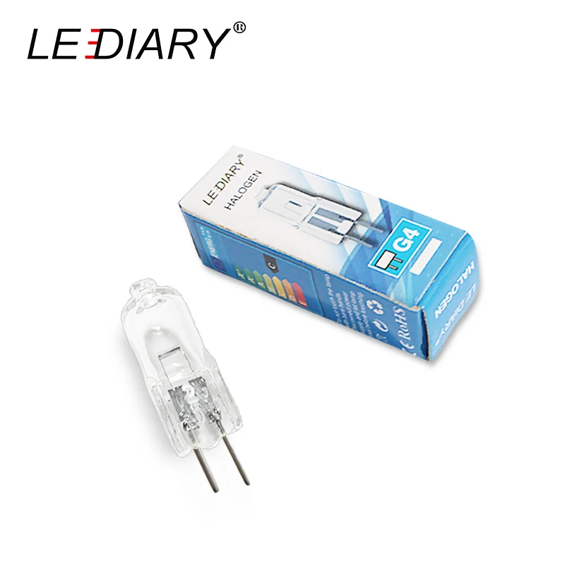 

LEDIARY 40PCS Dimmable Halogen G4 Bulb 12V 10W 20W 35W Clear JC Type Tungsten For Chandelier Lamp Each Bulb With An Inner Box