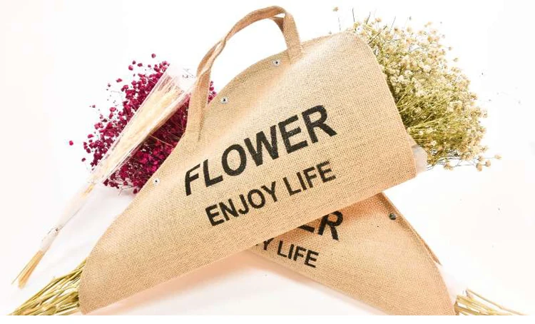 Из первоклассного льна букет Упаковка Сумки флорист подарочная упаковка коробка событие вечерние поставки Портативный оберточная бумага