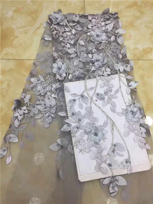 3d кружевная ткань с бусинами сетчатая для свадебного платья нигерийская 2019