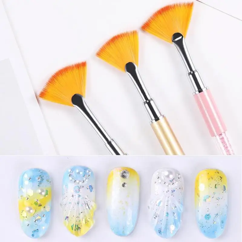 Кисть для ногтей в форме веера с 3 узорами инструменты маникюра и нейл арта|Кисти