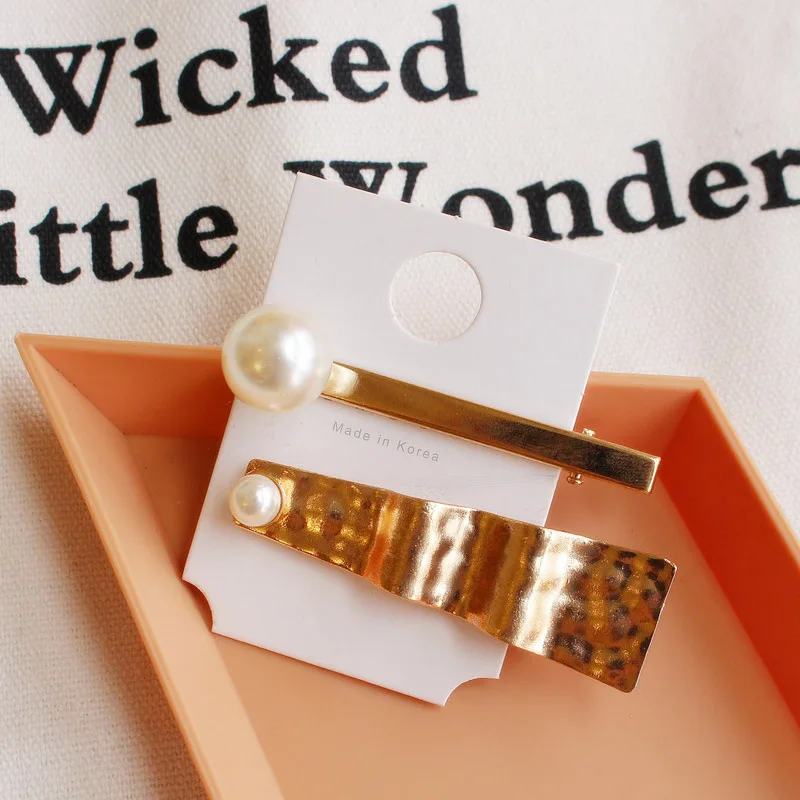 1 комплект корейские геометрические металлические шпильки для волос с имитацией