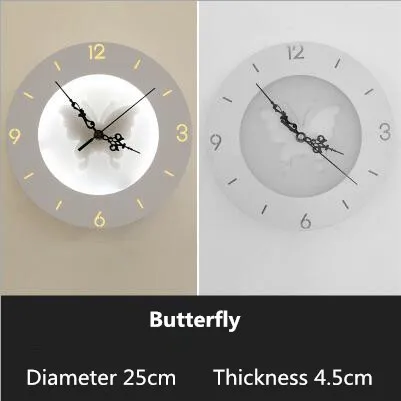 Butterfly Современные светодиодные Настенные светильники для гостиной, настенный светильник для спальни, практичный настенный светильник с часами и звездами/луной - Цвет абажура: Butterfly