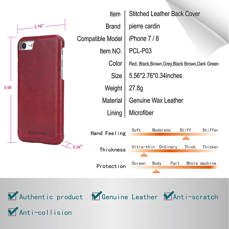 Чехол для телефона Pierre Cardin iPhone 7 8 роскошный Ультратонкий жесткий чехол из