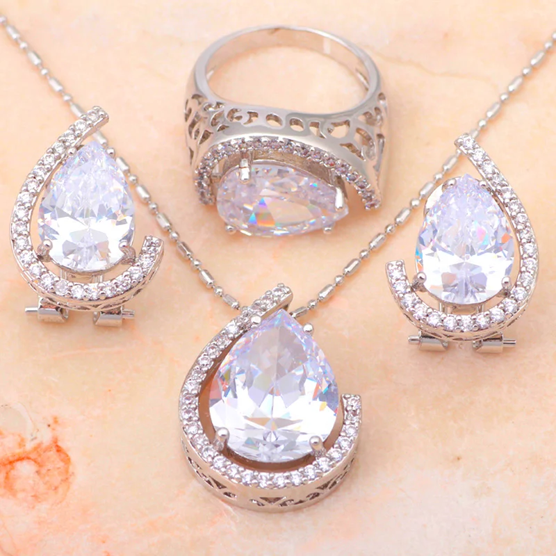 Заполненный AAA Циркон Кристалл здоровья никель и свинец серьги ожерелье кольцо