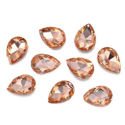 lt peach 20x30 мм, форма в виде капли Piontback швейные стразы из блестящего стекла камни и кристалл страз ремесла DIY пришить стразы для одежды - Цвет: lt peach