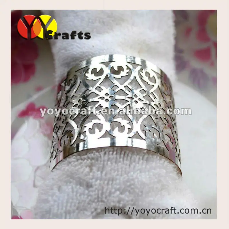 

100pcs per lot hot sell metallic silver wedding napkin ring cheap price 3d handmade wedding and party table decoration supplier