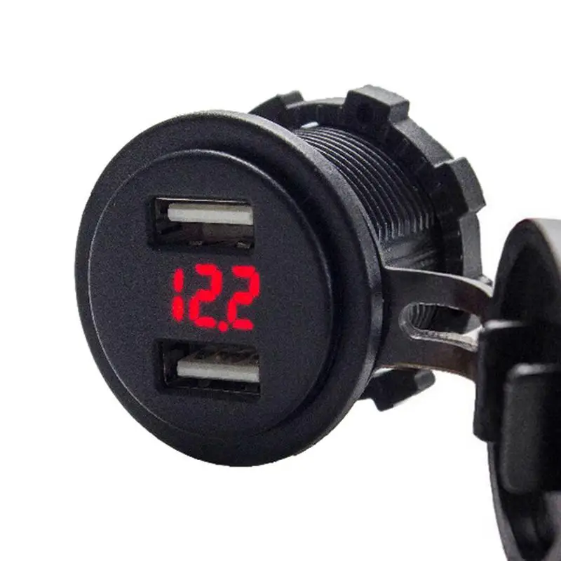 CHSKY 5V 4.2A Dual USB Автомобильное зарядное устройство мобильный телефон Авто адаптер питания с двойной розеткой светодиодный вольтметр для мотоцикла лодки автомобиля - Название цвета: Red