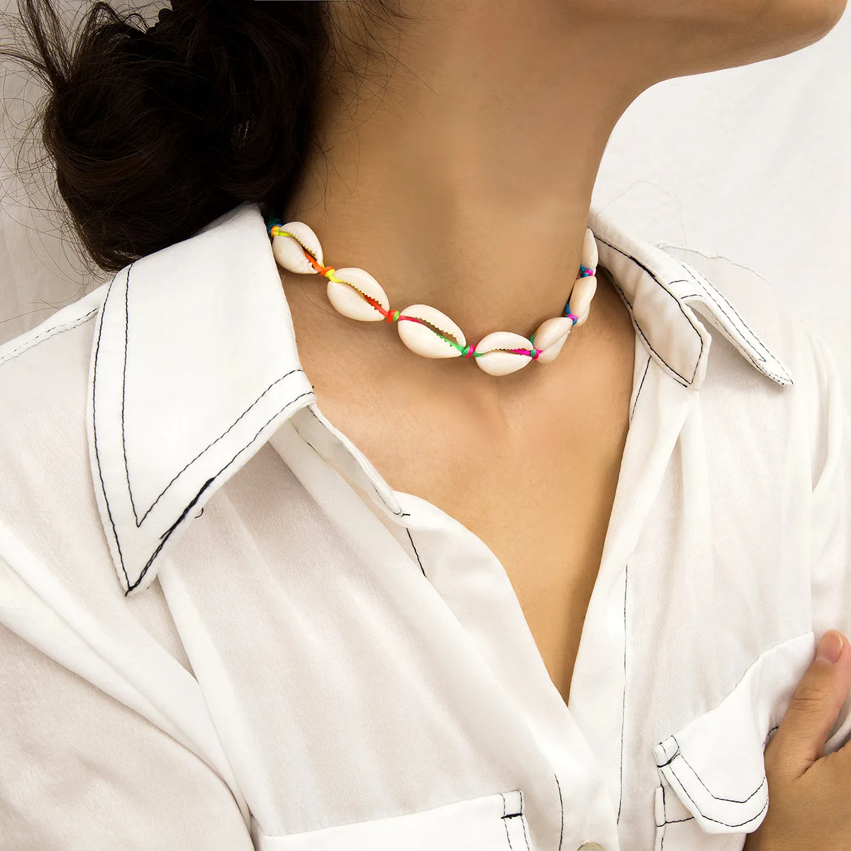MESTILO Summer Beach Jewelry Natural Shell Charm Necklace Beige Cord Hand One Set For Women Rope Chains Gifts | Украшения и
