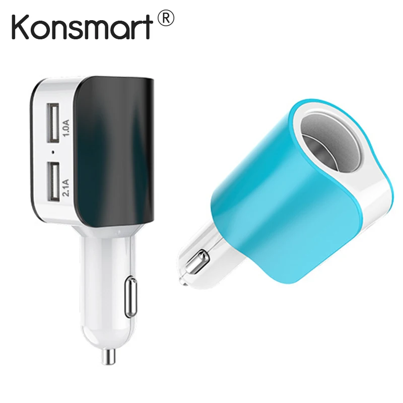 Автомобильное зарядное устройство KONSMART 2.1A с двумя usb портами для iPhone 6 7 8 Xiaomi Samsung