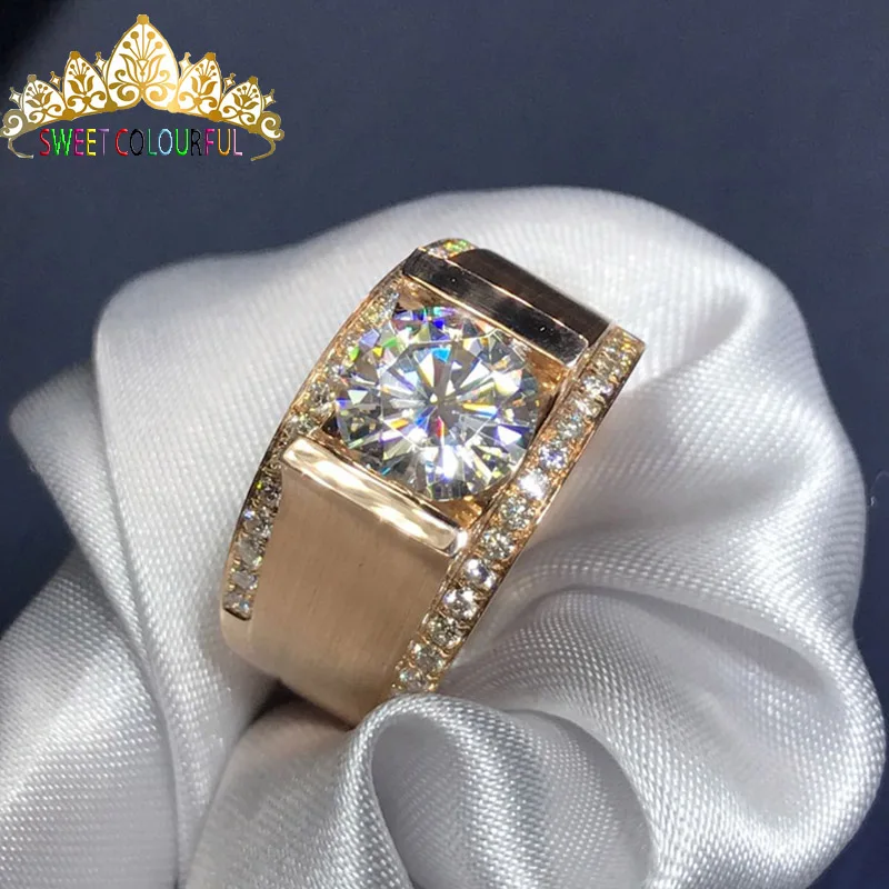 9 k золото Moissanite алмаз мужское кольцо D Цвет VVS с национальным сертификатом MO-0024