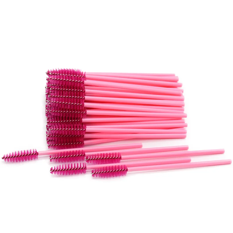 02 Rose Red 50pcs 50 шт./упак. одноразовые микрометрические щетка для ресниц тушь для ресниц палочки ресницы расширения красочные Профессиональные кисти для макияжа, набор инструментов - Handle Color: 02 Rose Red 50pcs