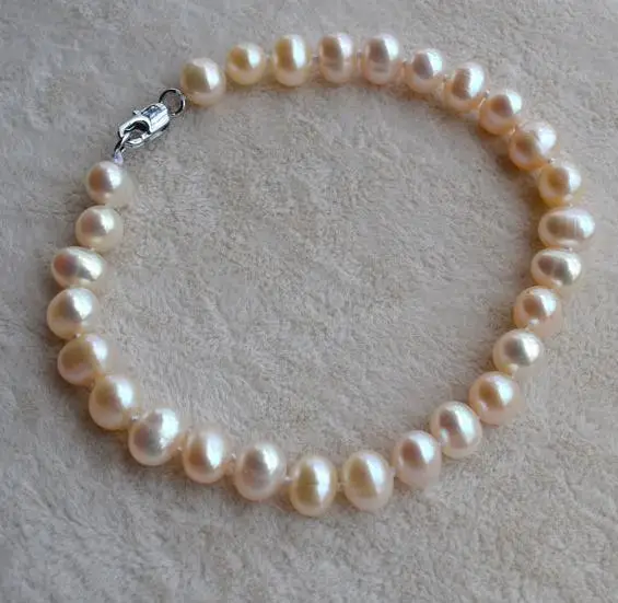 

New Arriver Pearl Jewellery White Color Freshwater Pearl Bracelet , Real Pearl Jewellery,Single Strand Pearl Bracelet