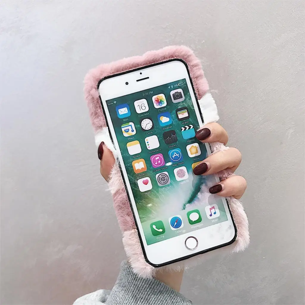 Чехлы Rabbit P smart Plus 2019 для Huawei P30 Lite P20 Pro P10 P8 P9 2017 Mini Enjoy 7 7S плюшевый Полосатый чехол |